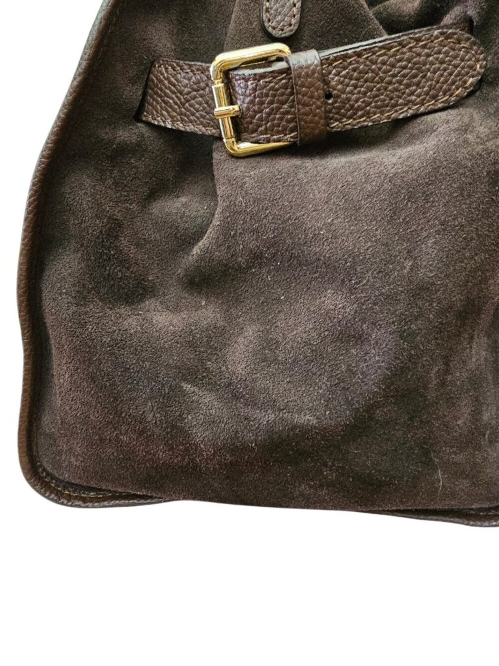 Firenze Italy Genuine Pebble Leather Brown Suede Handbag Purse Tote Bag Large. - Picture 2 of 16